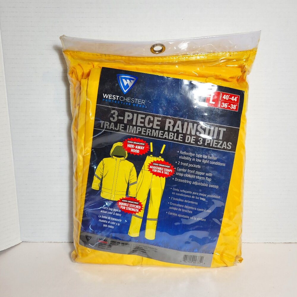 Westchester Protective Gear 3-Piece Yellow Rainsuit New in Bag Size L